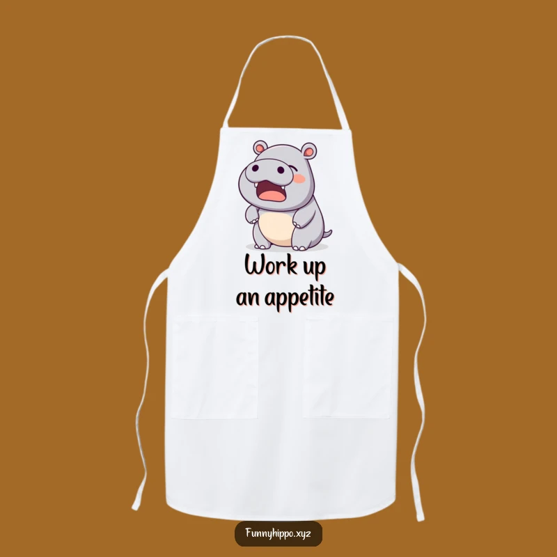 Funny Kawaii Hippo Yawn Apron: Kitchen Calm, Chef's Gift