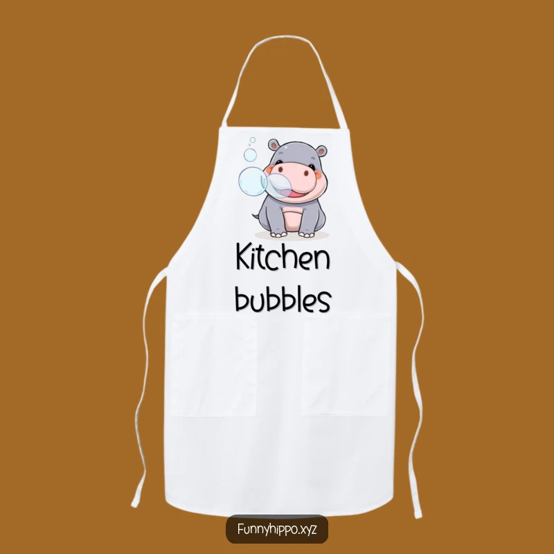 Funny Kawaii Hippo Bubble Chef Apron - Playful Snout Kitchen Fun