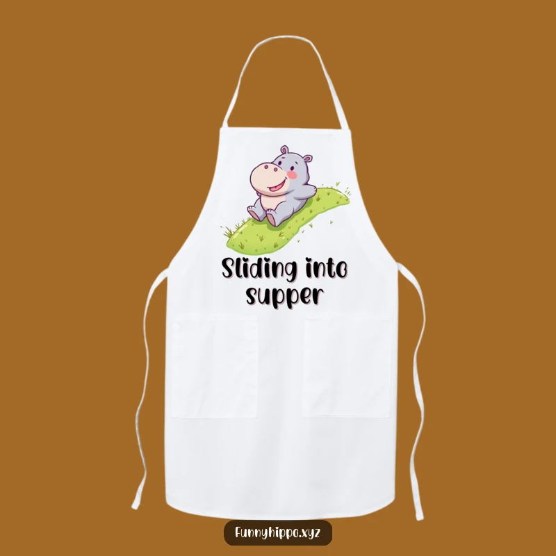 Funny Kawaii Hippo Apron - Joyful Kitchen Wear for Sliding Cooks