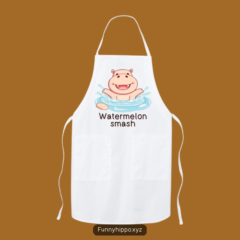 Funny Hippo Pool Splash Apron: Cheerful Hippo Joyful Chef Fun Perfect Kitchen Gift