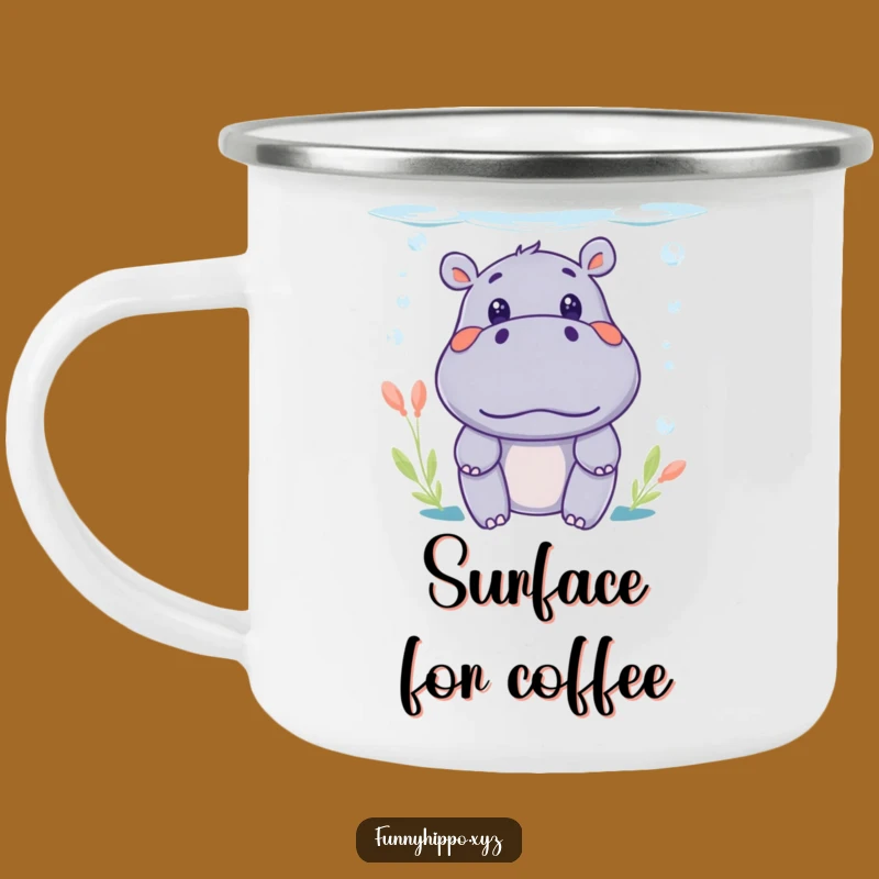Funny Kawaii Hippo Surprise Camping Mug: Outdoorsy Peek, Gift