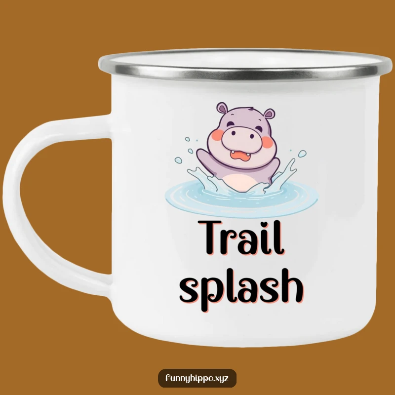Funny Kawaii Hippo Splashing Camping Mug - Outdoorsy Hippo Adventure Cup