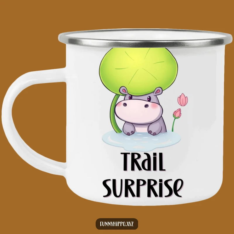 Funny Hippo Lily Pad Camping Mug: Curious Hippo Peeking Out Perfect Outdoor Gift