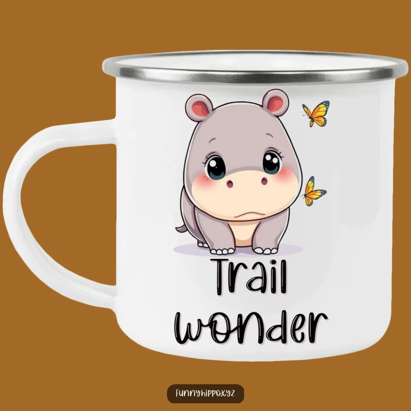 Funny Kawaii Hippo Butterfly Camping Mug - Outdoorsy Hippo Nature Cup