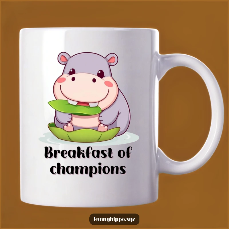 Funny Kawaii Hippo Lily Pad Mug: Happy Munching Gift for Hippo Lovers