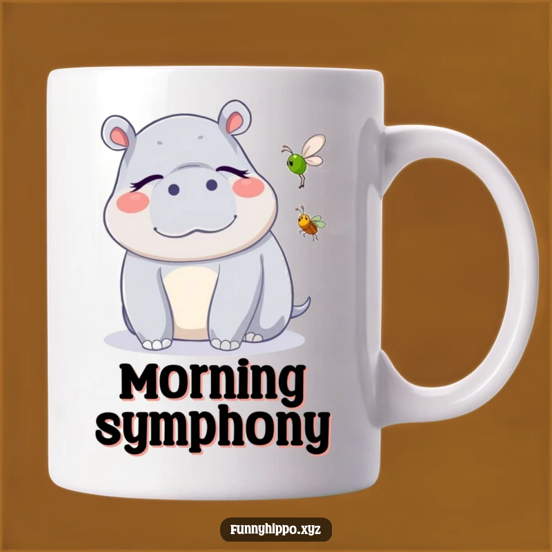 Funny Kawaii Hippo Listening Cricket Mug: Blissful Serenity Gift