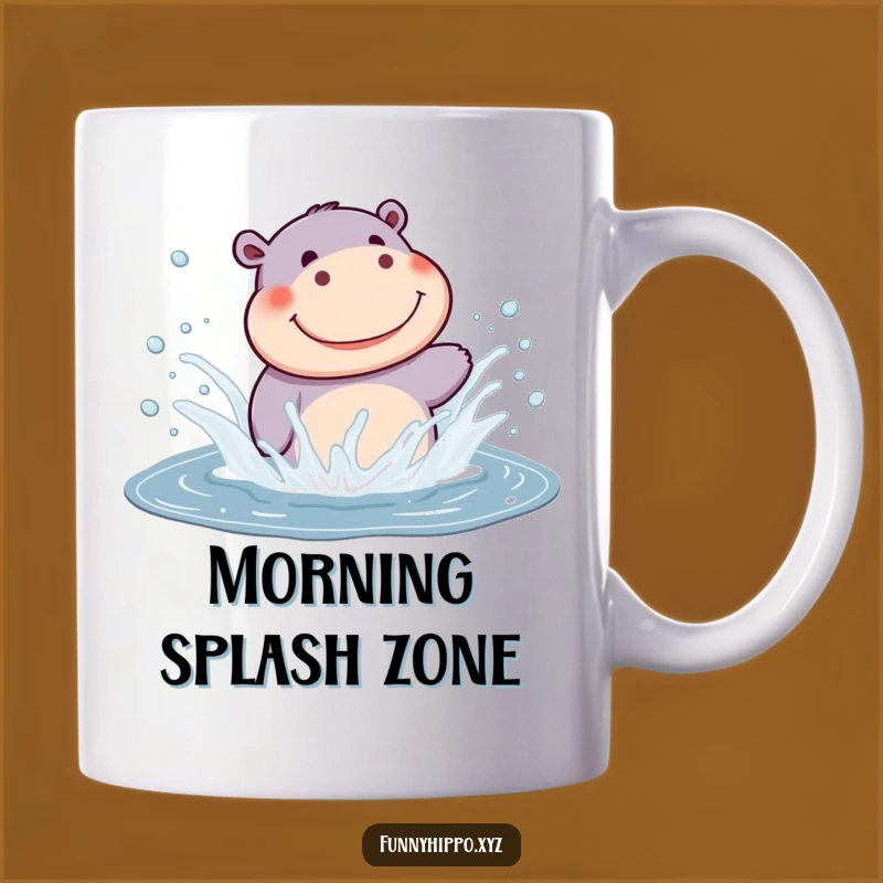 Funny Kawaii Hippo Splashing Mug: Joyful Puddle Fun Gift