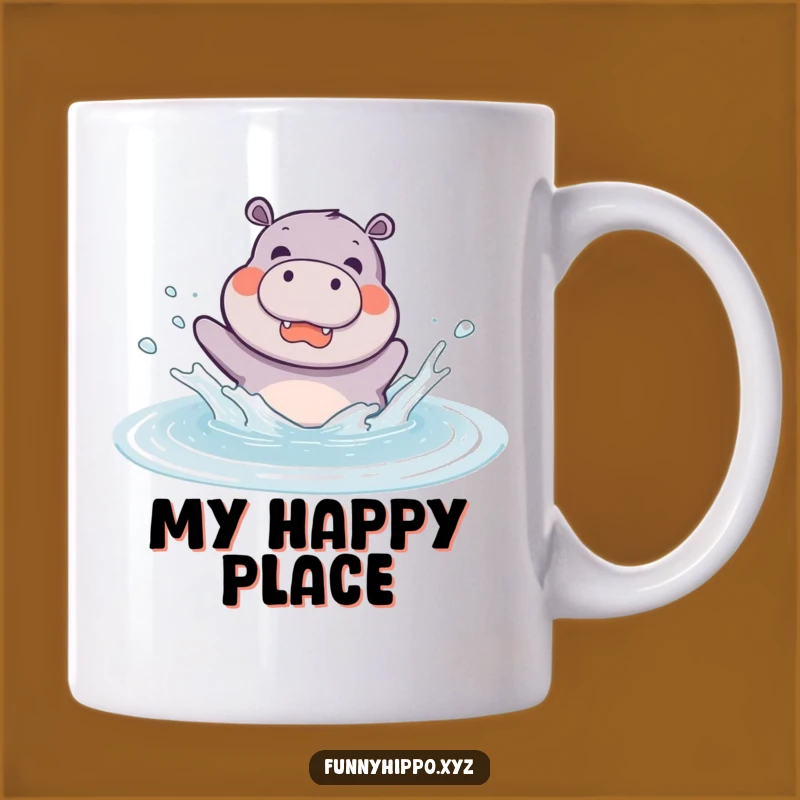 Kawaii Hippo Splashing Funny Mug Gift - Adorable Hippo Joyful Puddle Fun