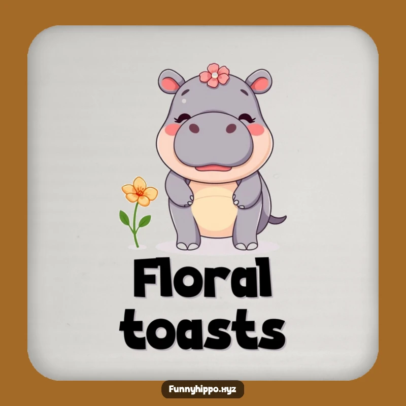 Funny Kawaii Hippo Flower Coaster Set - Cute Balance Drink Protector