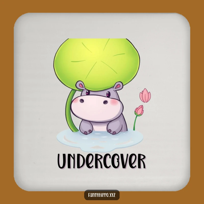 Funny Hippo Lily Pad Coaster: Curious Hippo Peeking Out Perfect Party Gift