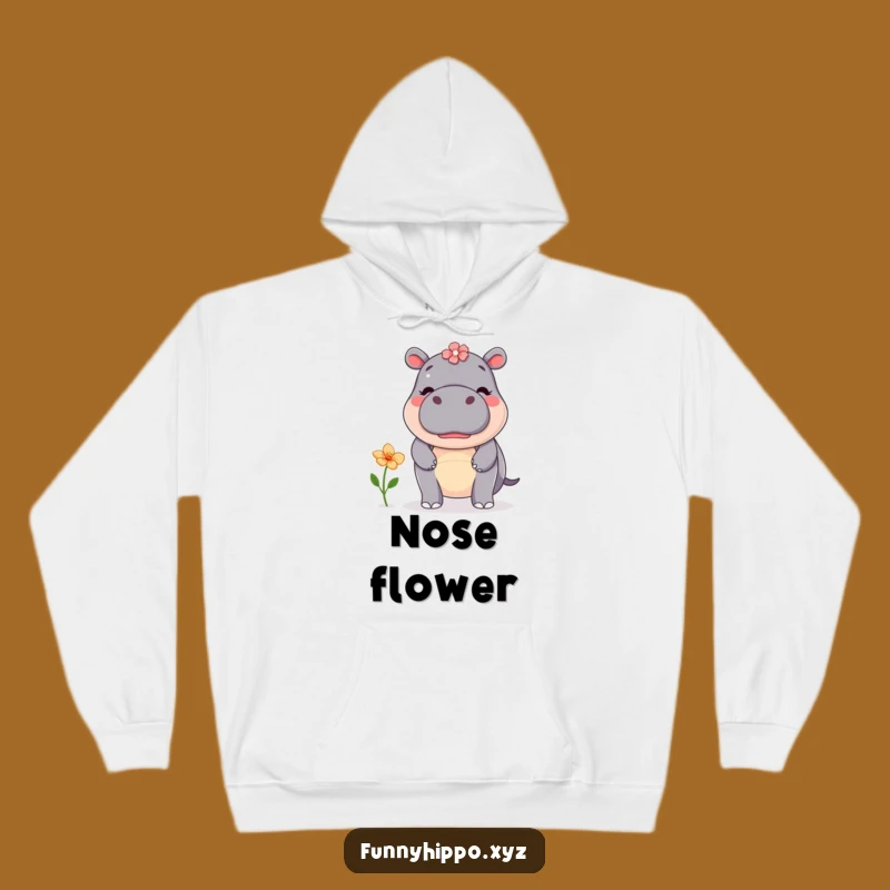 Cozy Kawaii Hippo Flower Hoodie - Funny Warm Hippo Balance Sweatshirt