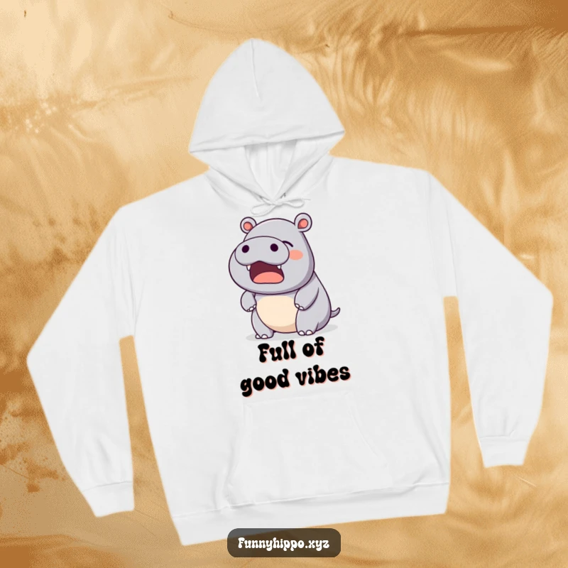 Funny Kawaii Hippo Hoodie featuring a gentle, happy yawn, perfect for cozy and humorous relaxation.