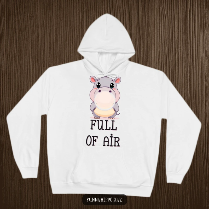 Funny Hoodie featuring a Happy Hippo with Wide Eyes Blowing a Massive Bubble, soft and warm