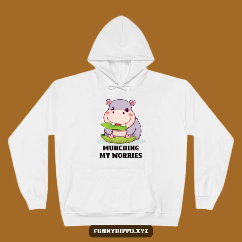 Funny Kawaii Hippo Lily Pad Hoodie: Cozy Grinning Comfort