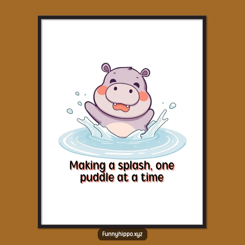 Free Printable Wall Art: Kawaii Hippo Splash Joy - Cute Downloadable Decor!