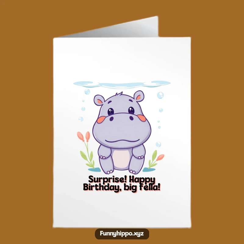 Free Printable Hippo Birthday Card - Surprised Underwater Fun Downloadable Gift