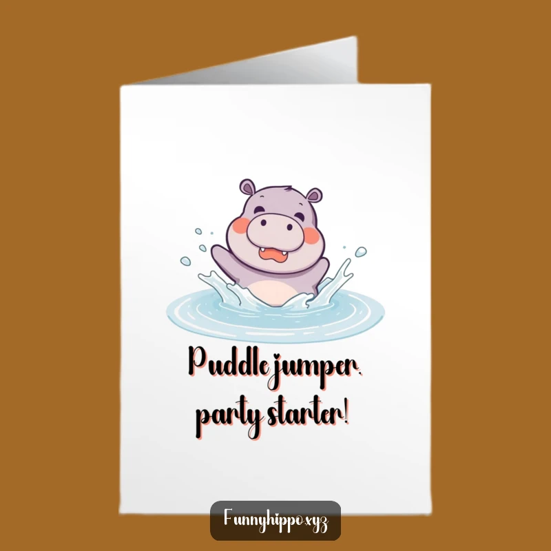 Free Printable Birthday Card: Kawaii Hippo Splash - Funny Downloadable Gift!
