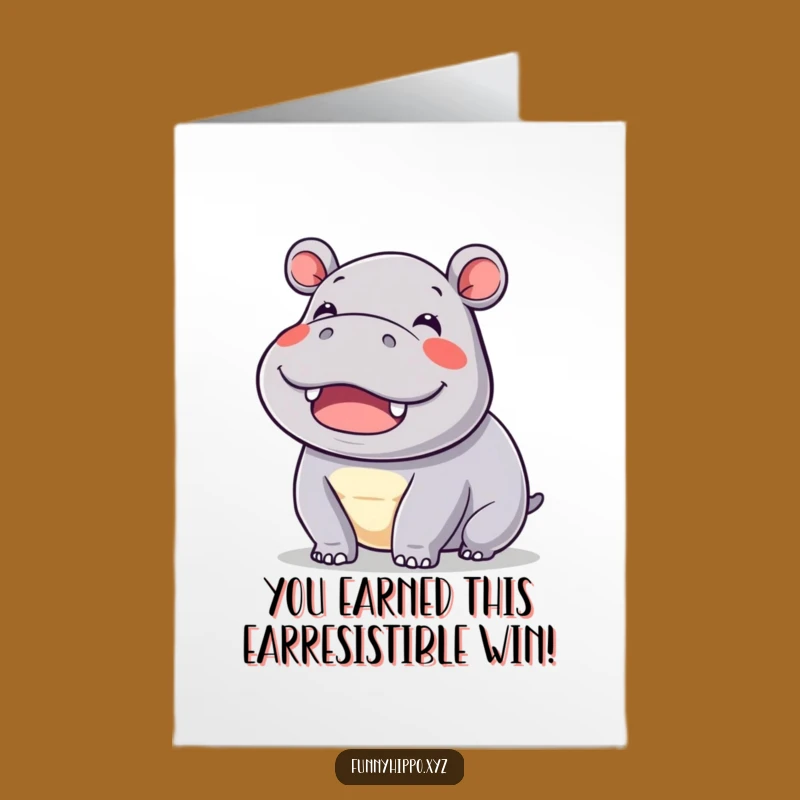 Free Printable Congratulations Card: Kawaii Hippo's Joyful Wiggles - Funny Downloadable!