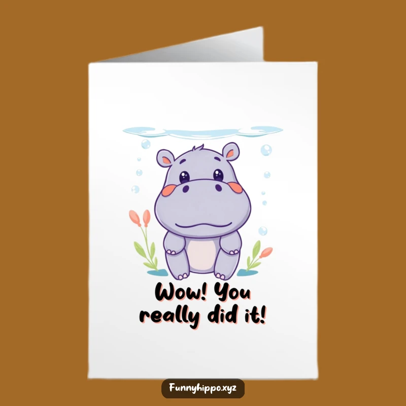 Free Printable Hippo Congratulations Card - Peek-a-Boo Underwater Downloadable Gift
