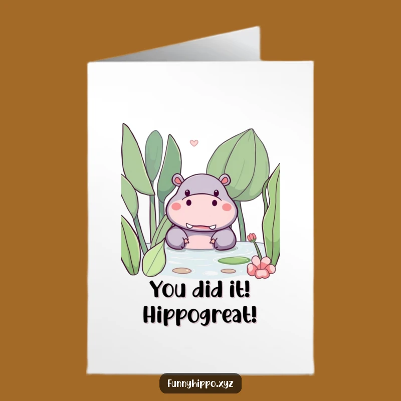 Free Printable Congratulations Card: Adorable Hippo Cheers with a Funny Downloadable Message