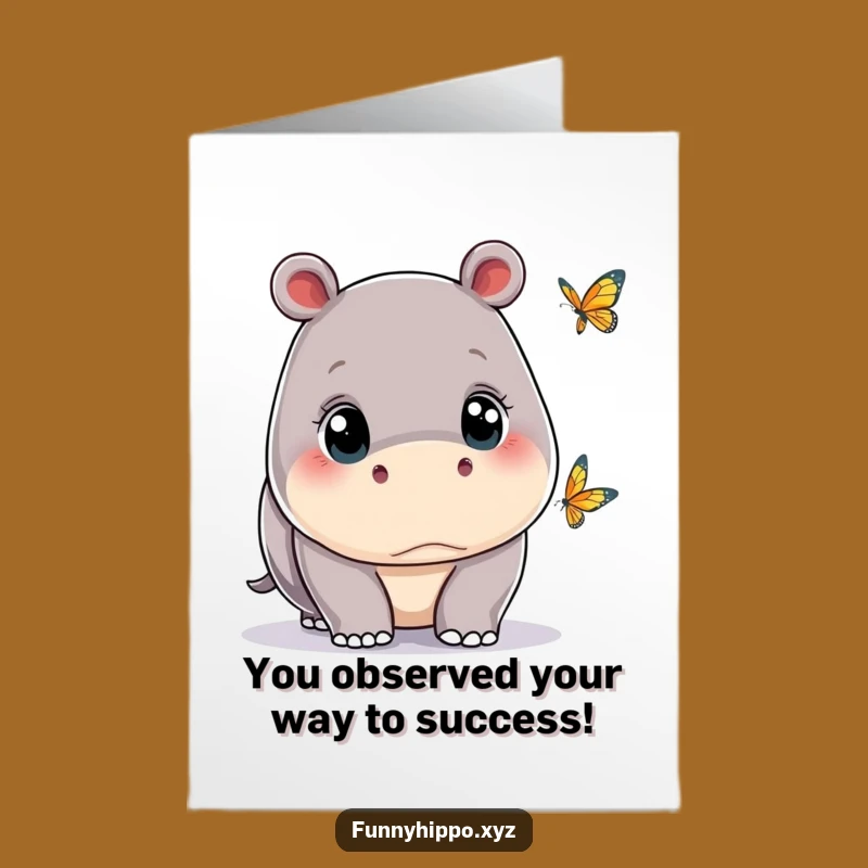 Free Printable Congratulations Card: Kawaii Hippo's Gentle Wonder - Funny Downloadable!