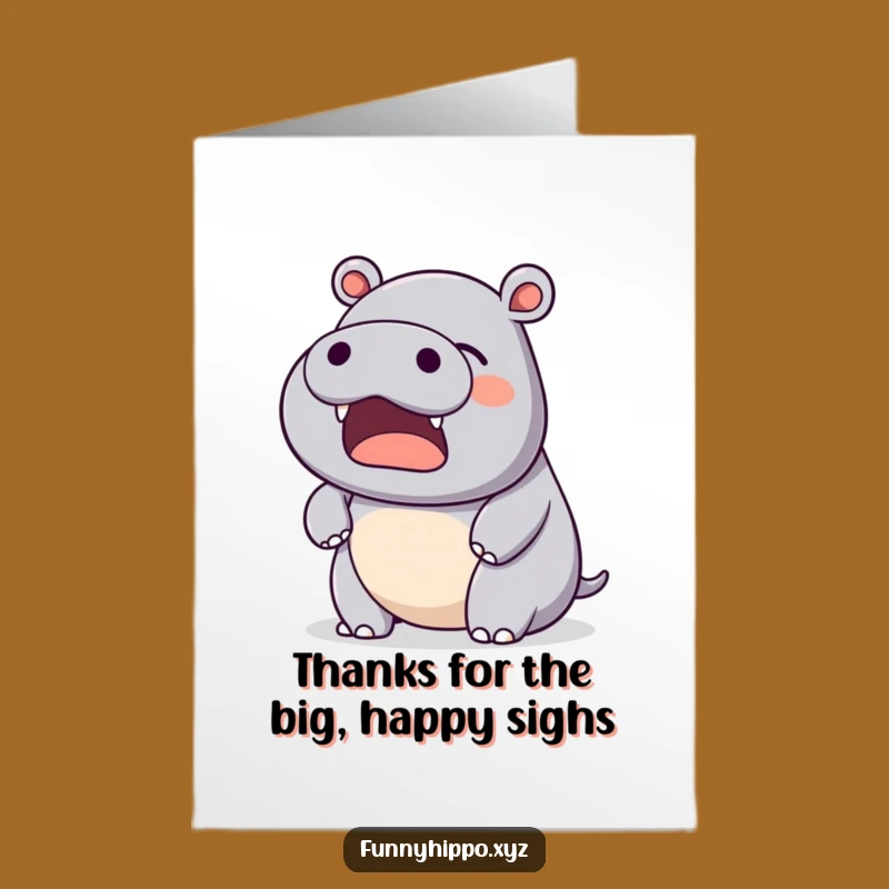 Free Printable Hippo Thank You Card - Gentle Yawn Downloadable Gift