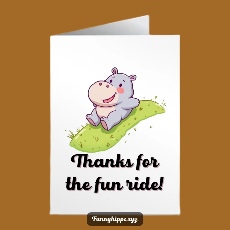 Free Printable Kawaii Hippo Slide Thank You Card - Funny Downloadable Grateful Gift