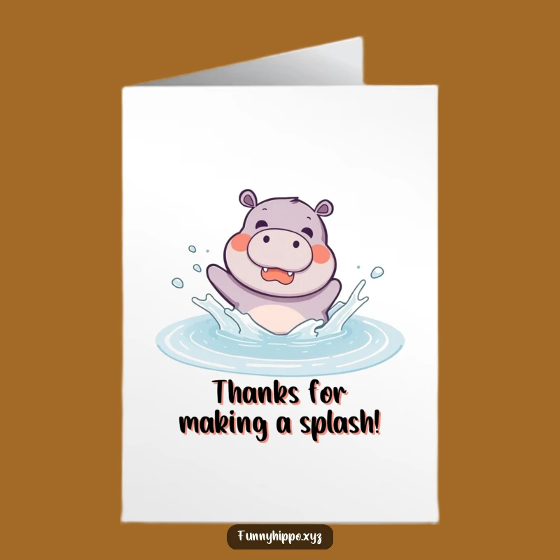 Free Printable Thank You Card: Kawaii Hippo Splash Gratitude - Funny Downloadable!