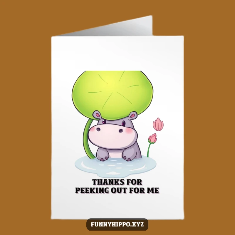 Free Printable Thank You Card: Hippo Lily Pad Thanks! Downloadable & Funny DIY Gift.