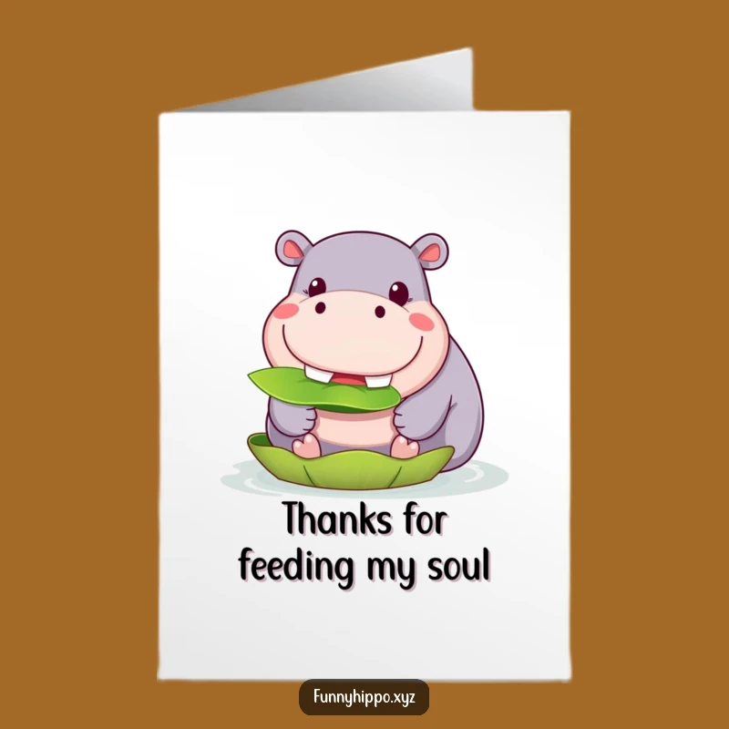 Yummy Thanks Free Printable Hippo Card - Cute Downloadable Gift