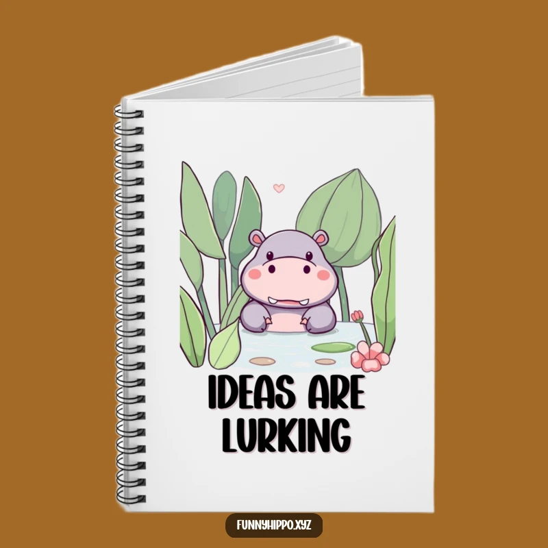 Funny Kawaii Hippo Notebook: Cute Hippo Peeking Behind Plant, Perfect Journal Funny Gift