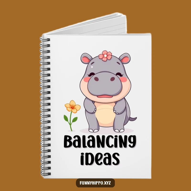Kawaii Hippo Flower Notebook - Funny Cute Hippo Journal for Ideas