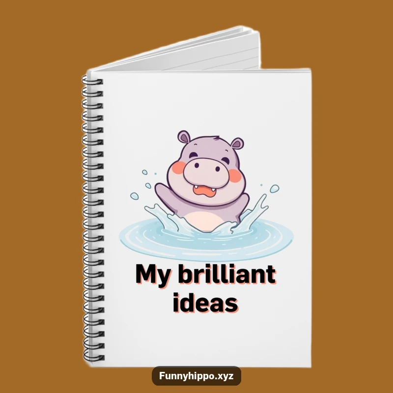 Kawaii Hippo Splashing Notebook - Funny Cute Hippo Journal for Ideas