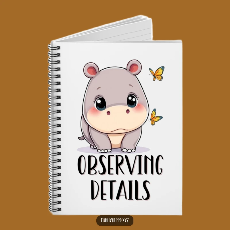 Kawaii Hippo Butterfly Notebook - Funny Cute Hippo Journal for Thoughts