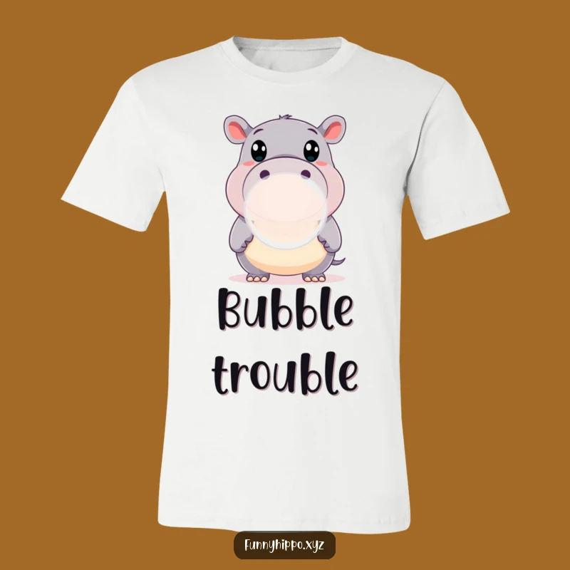 Funny Hippo Bubble Tee: Happy Wide-Eyed Hippo Blowing Big Bubble Perfect Gift