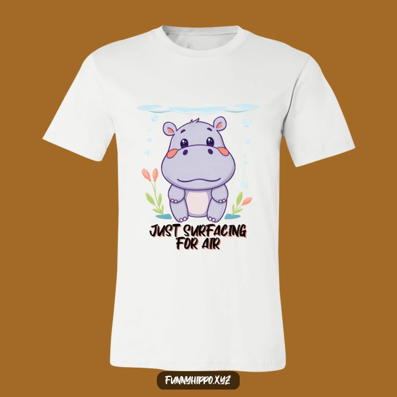 Funny Kawaii Hippo Surprise T-Shirt: Underwater Peek Tee, Hilarious Gift