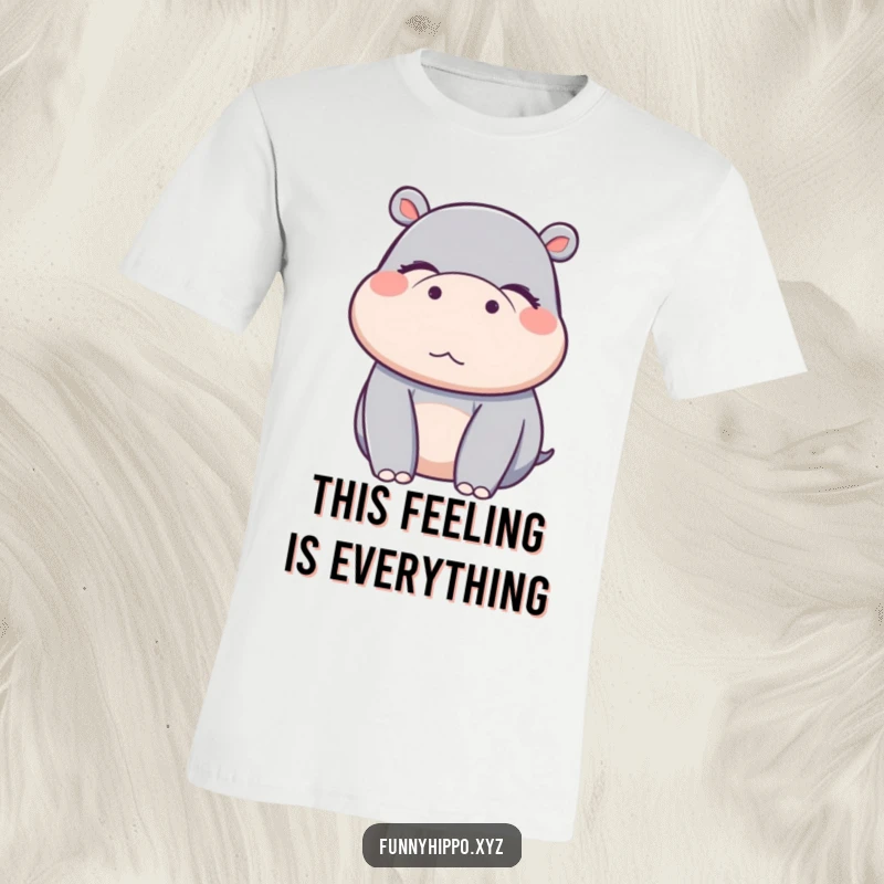 Funny Kawaii hippo character with its eyes closed in an iconic pose of pure, unadulterated delight.