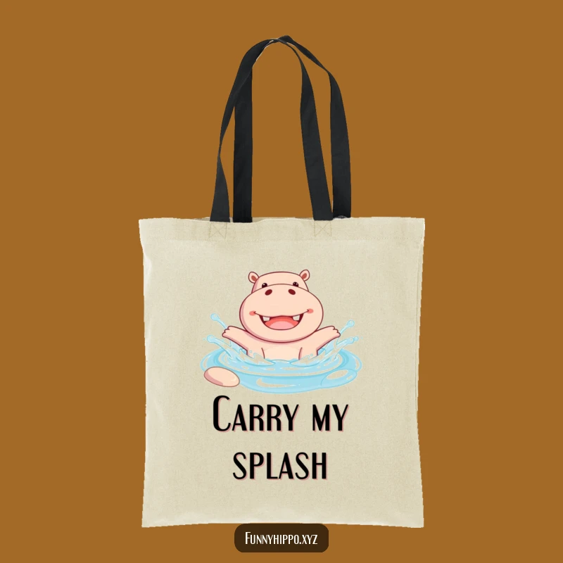 Funny Hippo Splash Tote Bag: Cheerful Hippo Joyful Pool Fun Perfect Gift Accessory
