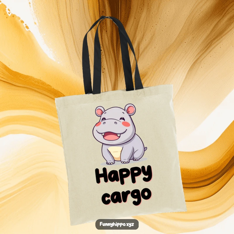Funny kawaii hippo wiggling its ears with immense delight, a joyful companion for everyday adventures.